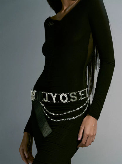 Butterfly Rhinestone PU Waistbelt