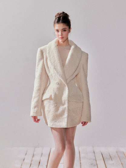 Cedar White Tea Shearling Belted Jacket