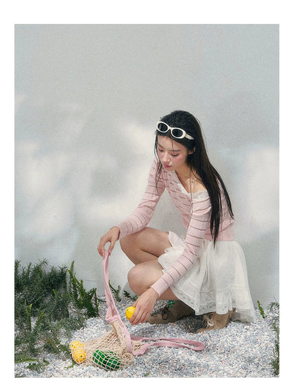 Moonlit Ripple Lace Mini Skirt