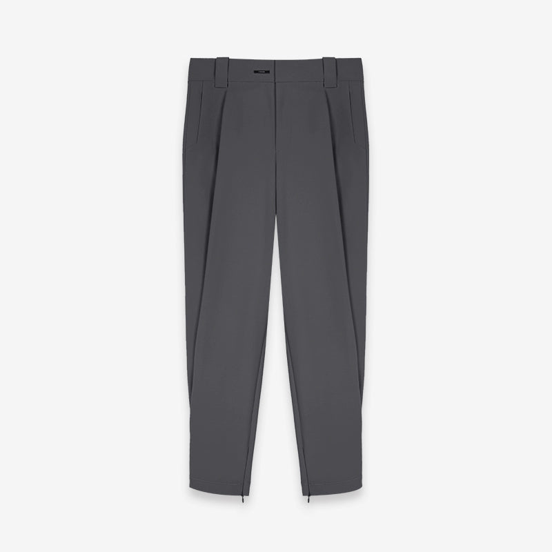 Black &amp; Gray Pleated Tapered Trousers - CHINASQUAD