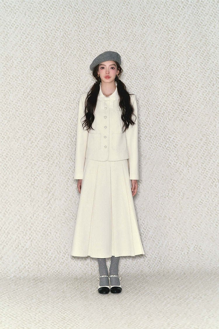 Bow-tie Jacket &amp; Midi Skirt Set - CHINASQUAD