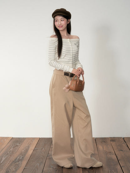 Striped Knit One-Shoulder Top - CHINASQUAD