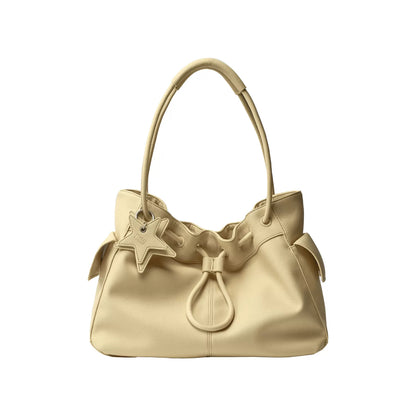Pebbled Leather Drawstring Cloud Shoulder Bag ECODAY