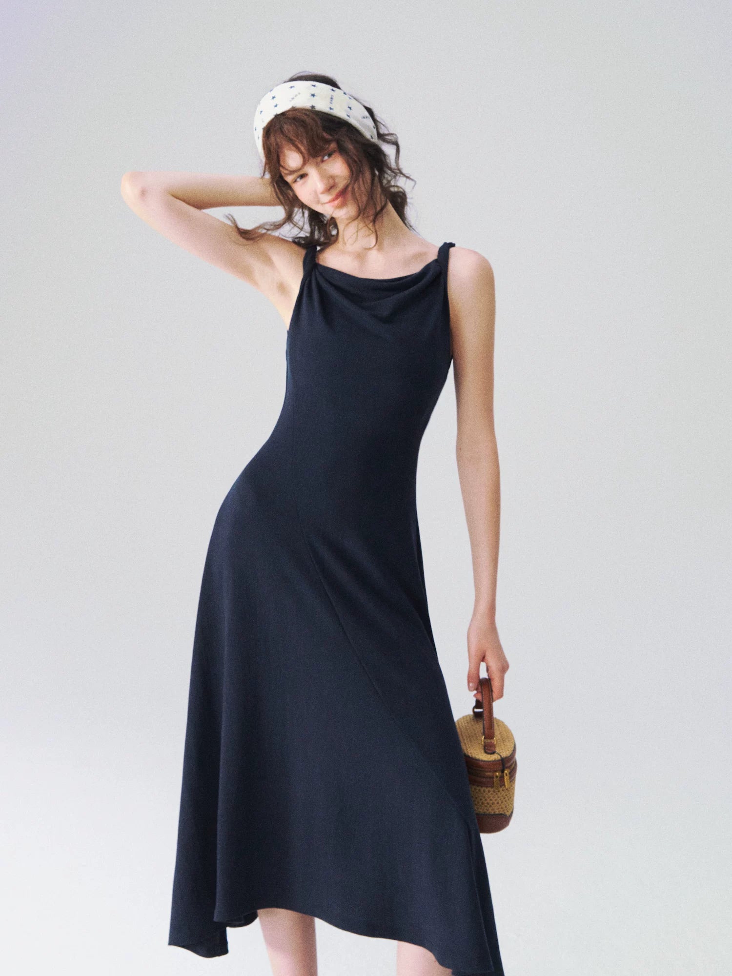 Twisted Strap Knit Midi Dress