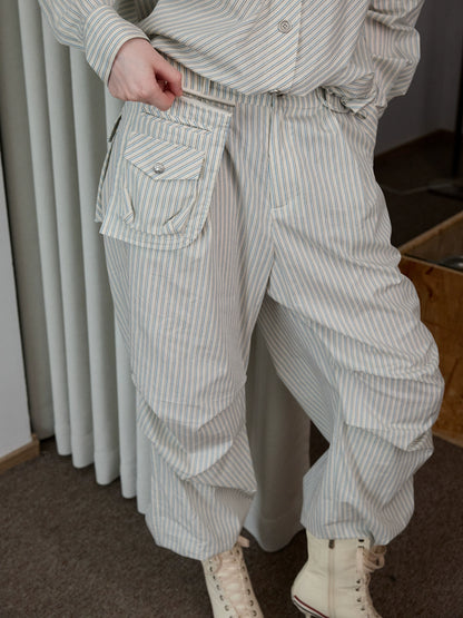 Retro Diagonal Cut Striped Bud Shirt - CHINASQUAD
