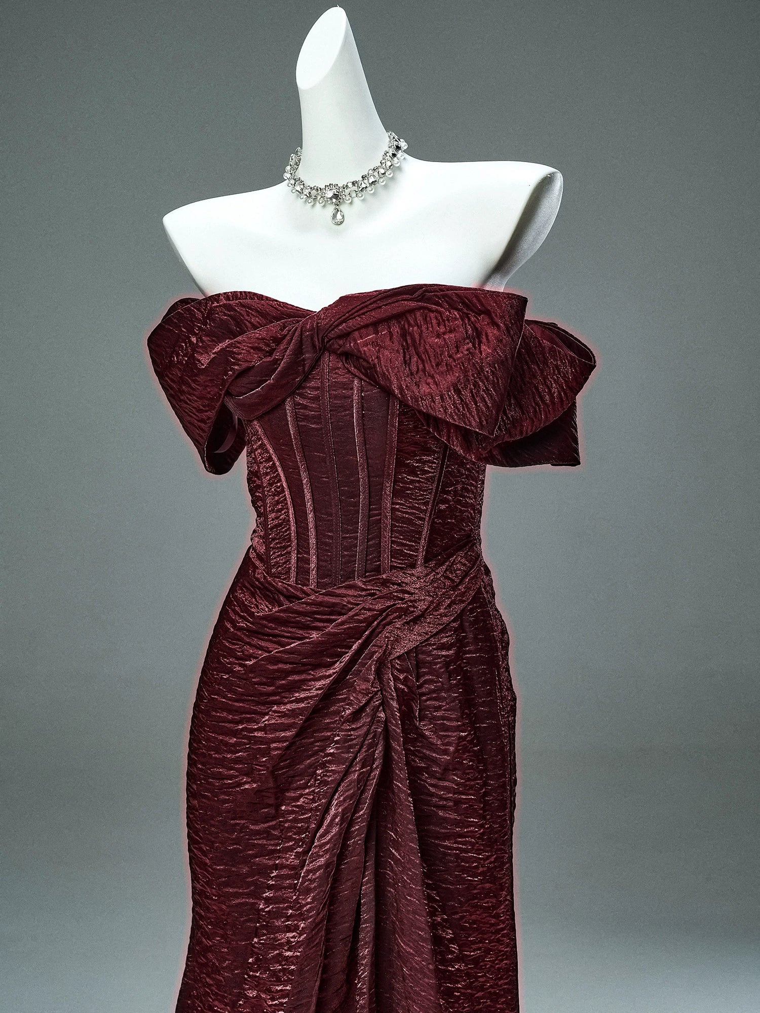 Exquisite Burgundy Couture Gown