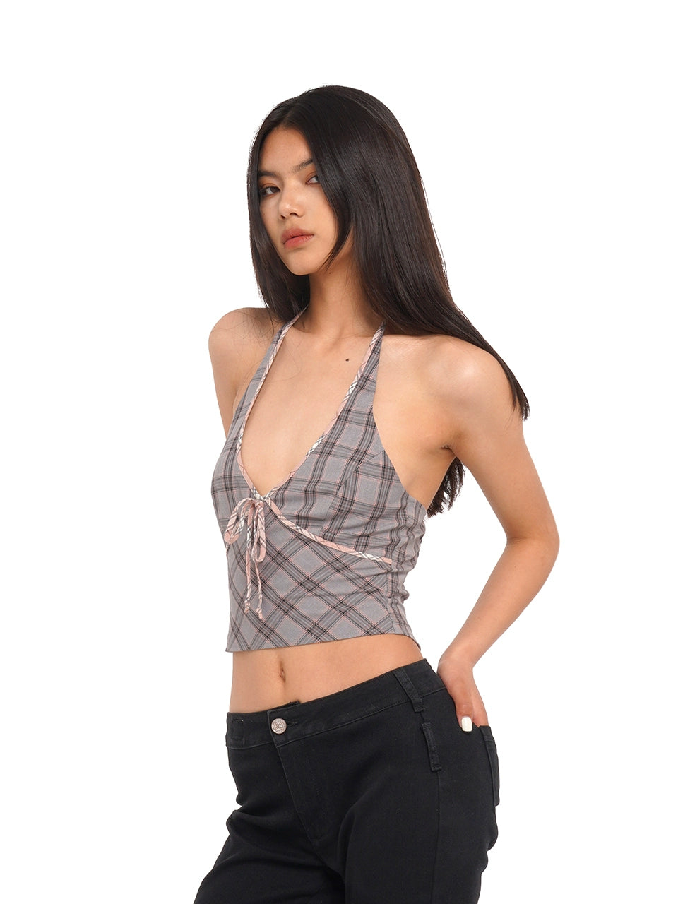 Halter Neck Bow Trim Top