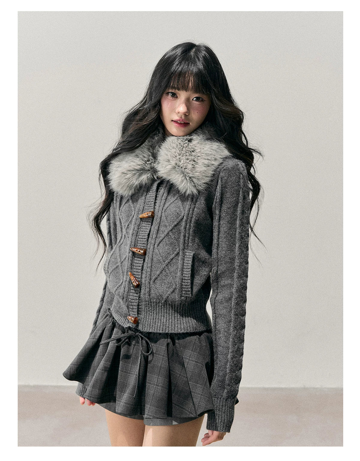 Cable Knit Toggle Cardigan Sweater