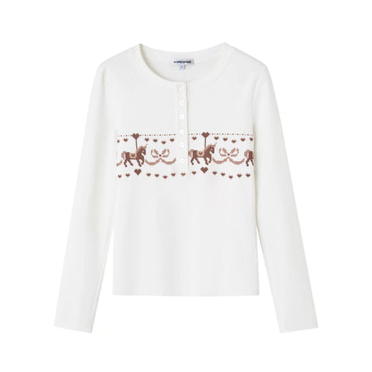 Carousel Print Plush-Feel Top