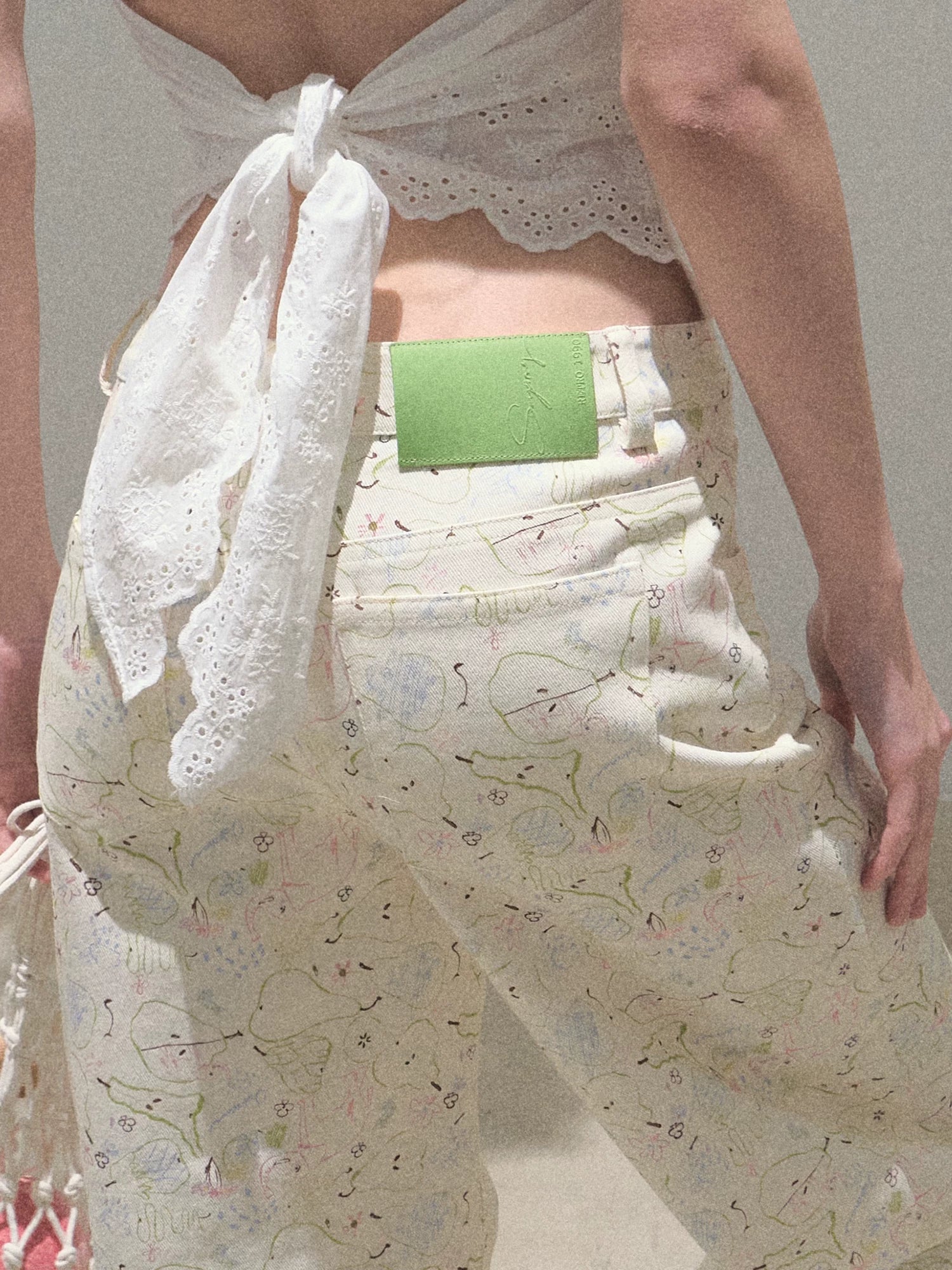 Pure Cotton Graphic Print Relaxed Pants