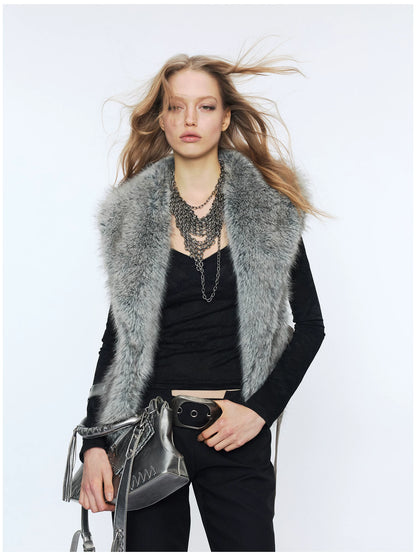 Faux Buckle Detail Suede Punk Vest