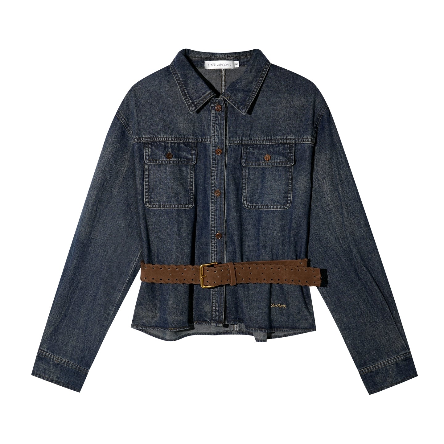 Vintage Washed Denim Belted Shirt
