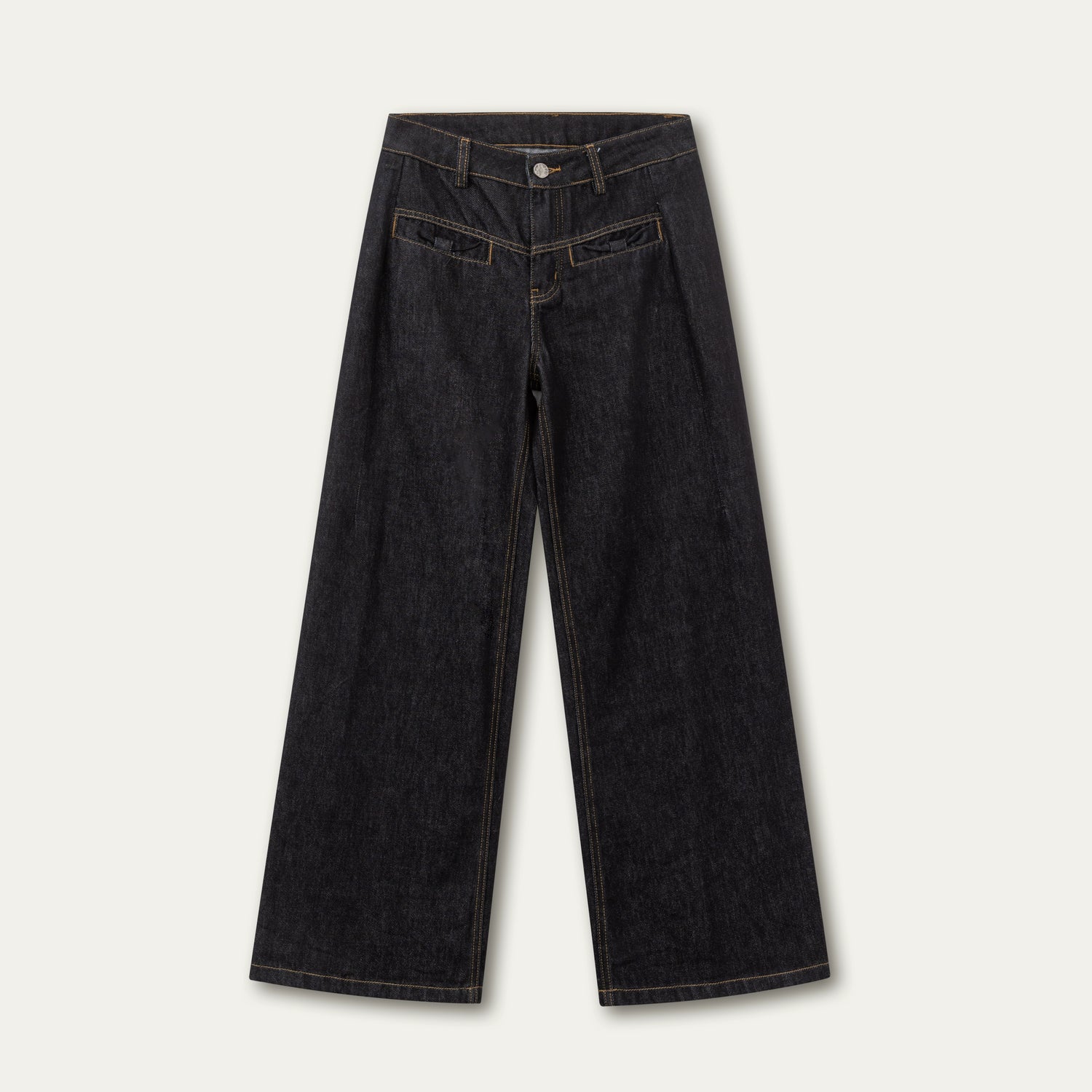Raw Indigo Curved-Leg Denim Pants