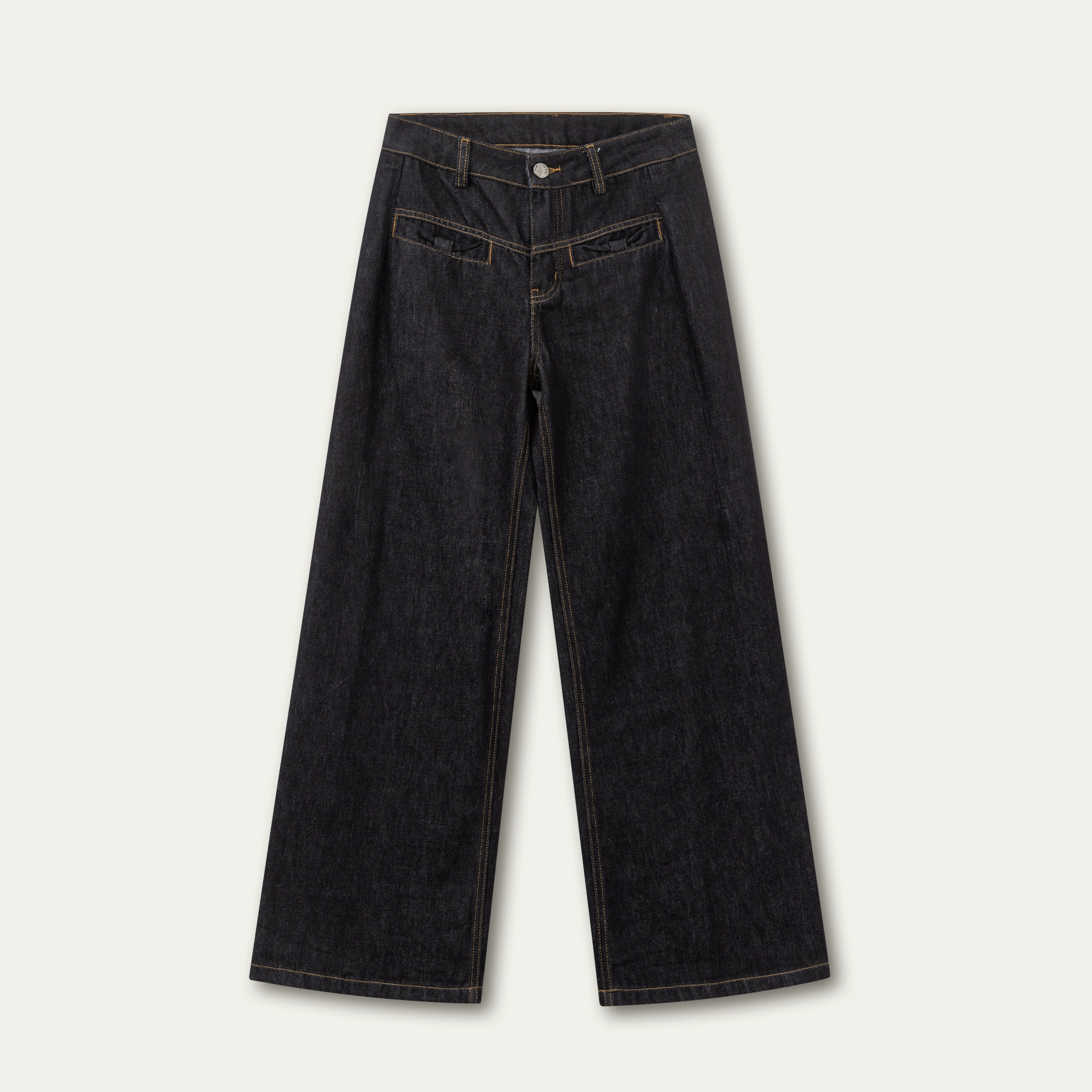 Raw Indigo Curved-Leg Denim Pants