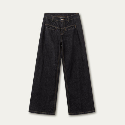 Raw Indigo Curved-Leg Denim Pants