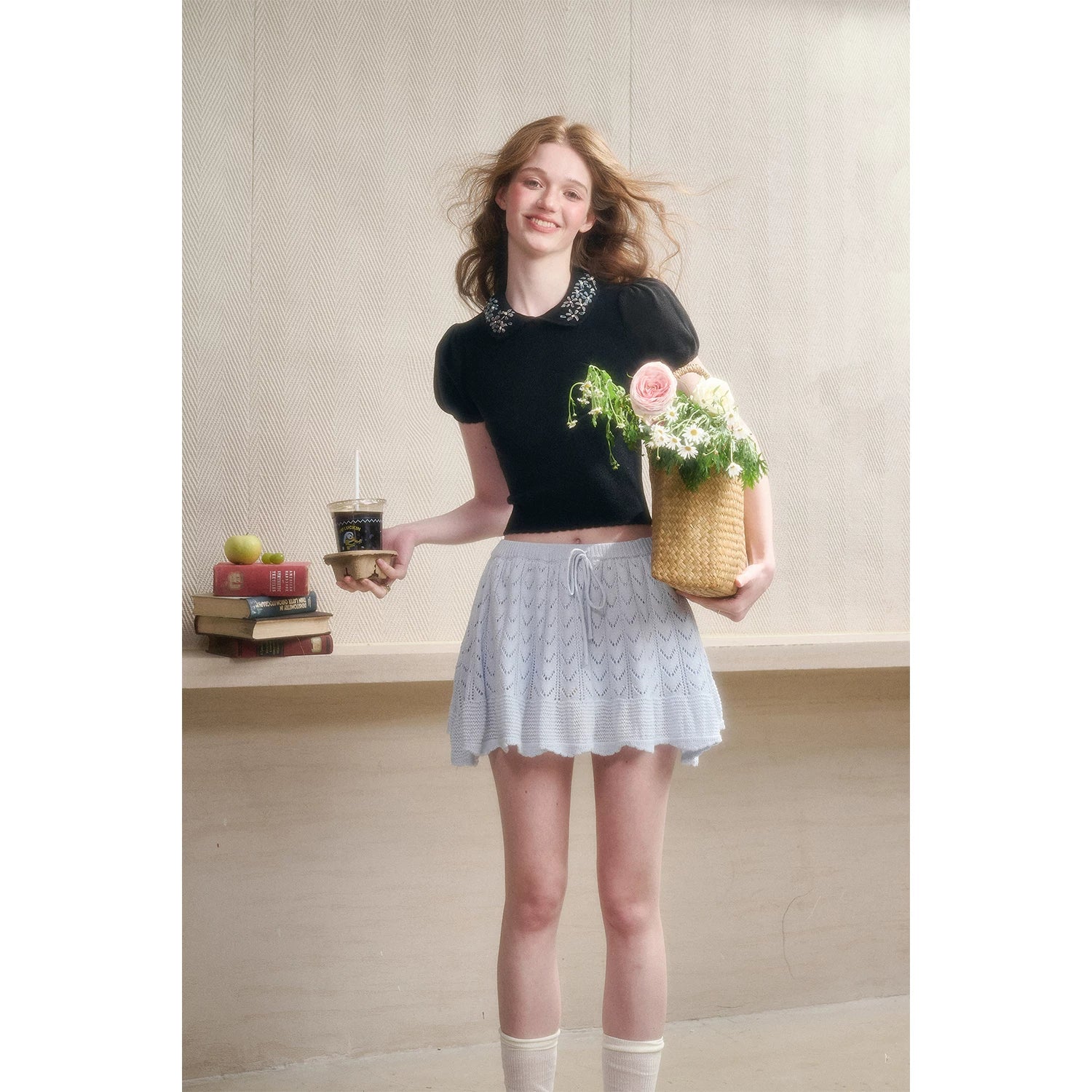 Lake Knit Drawstring Mini Skirt