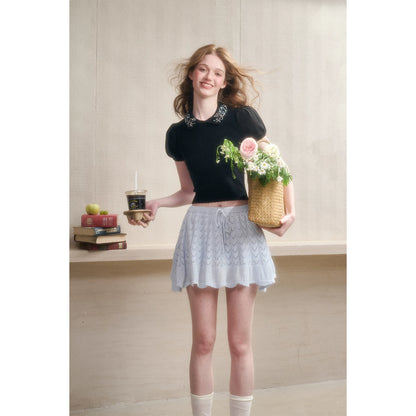 Lake Knit Drawstring Mini Skirt