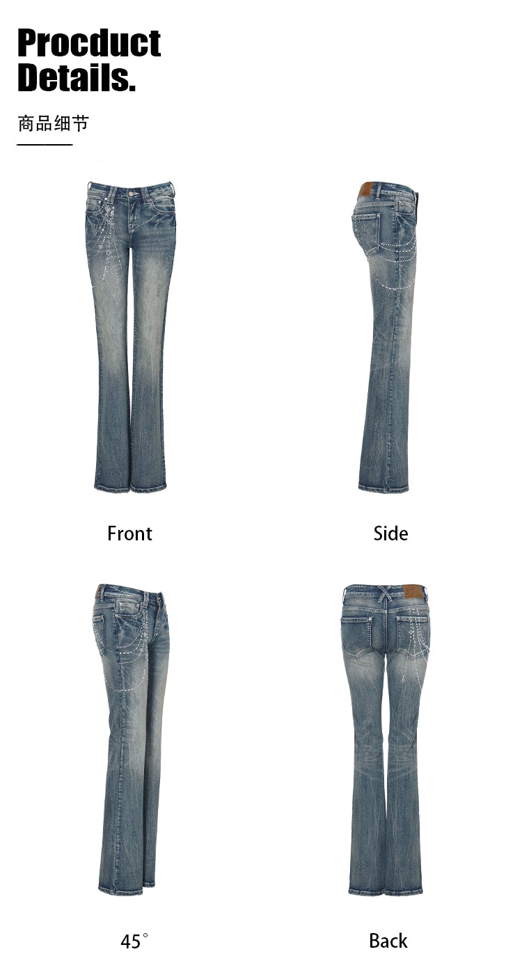 Washed Blue Bootcut Stretch Denim Jeans