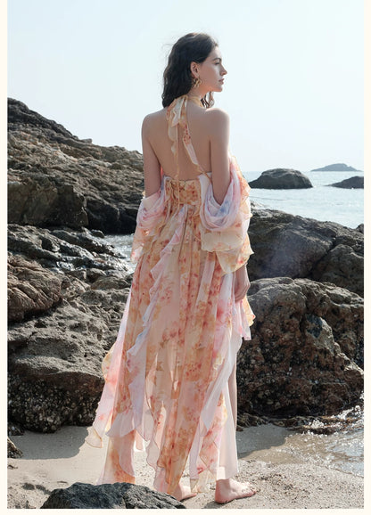 Layered Halter Maxi Dress