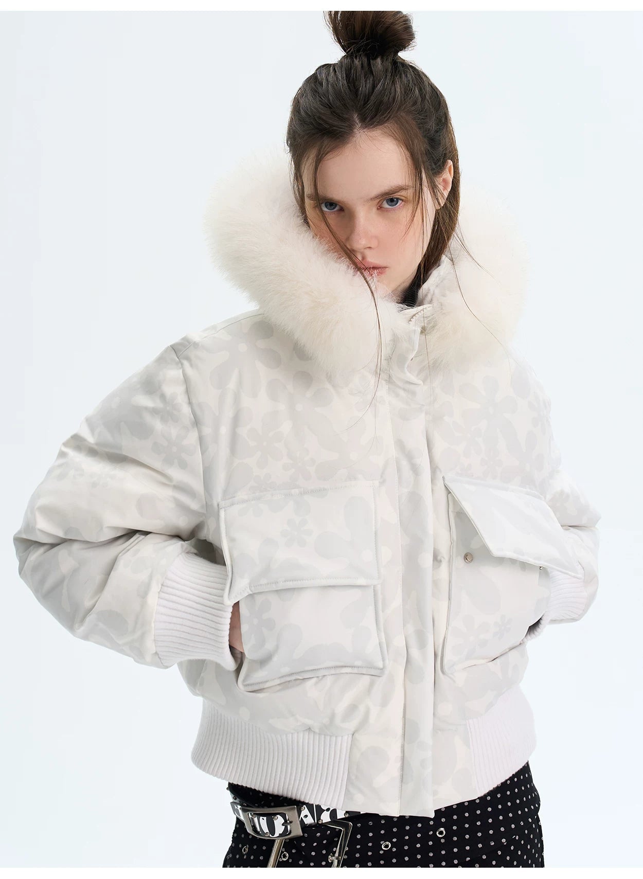 Vintage Printed Short Down Jacket