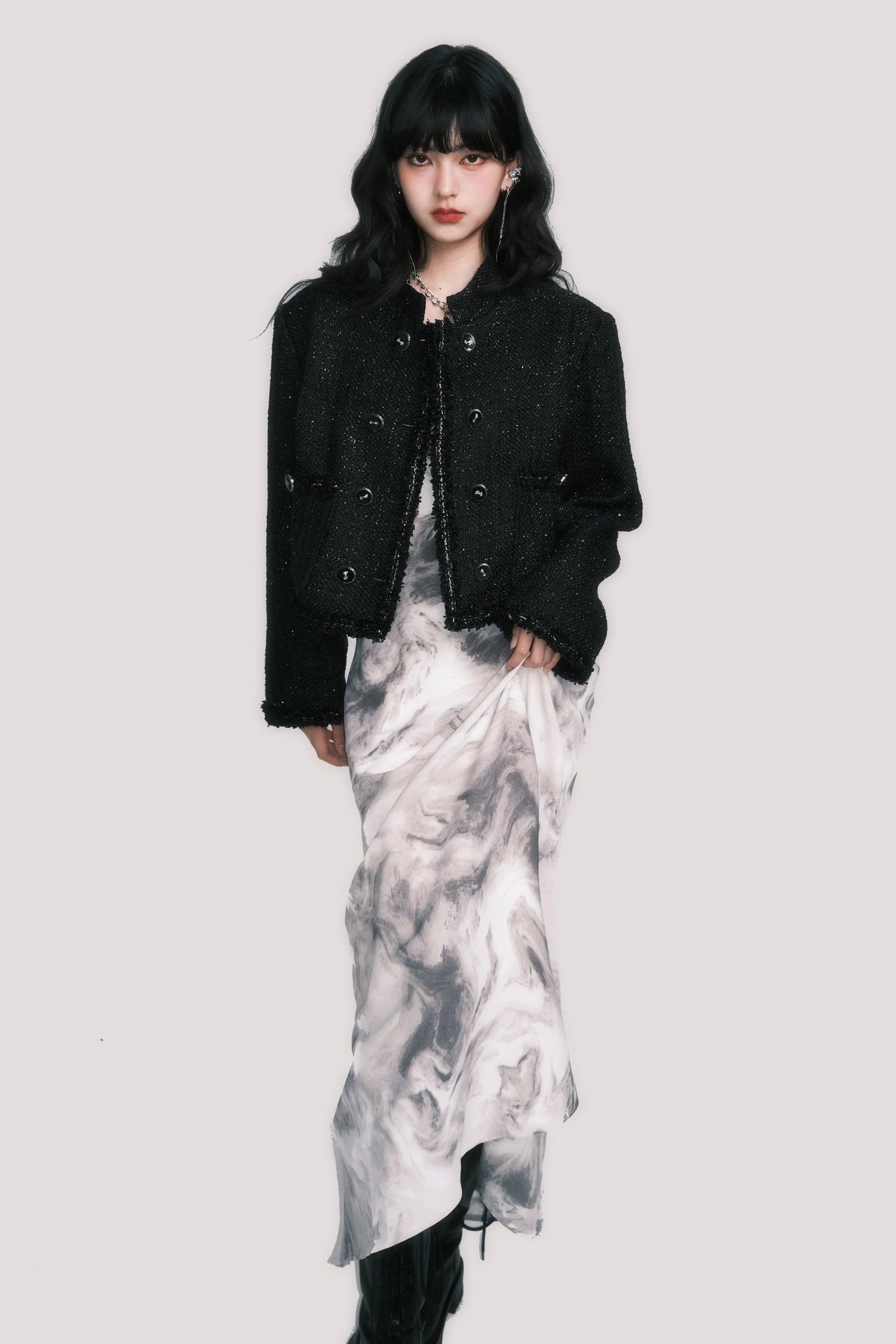 New Chinese Cowl-Neck Backless Maxi Dress