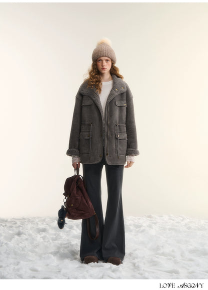 Asgony Asymmetric Layered Flare Knit Pants