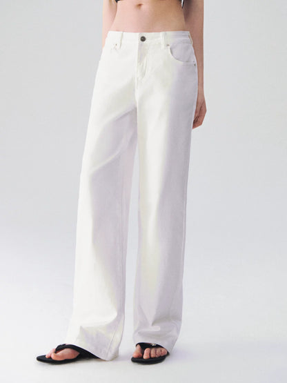 Cloud Stretch Straight-Leg White Denim Jeans