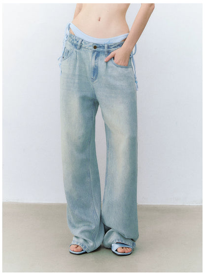 Vintage Washed Lyocell Straight-Leg Jeans