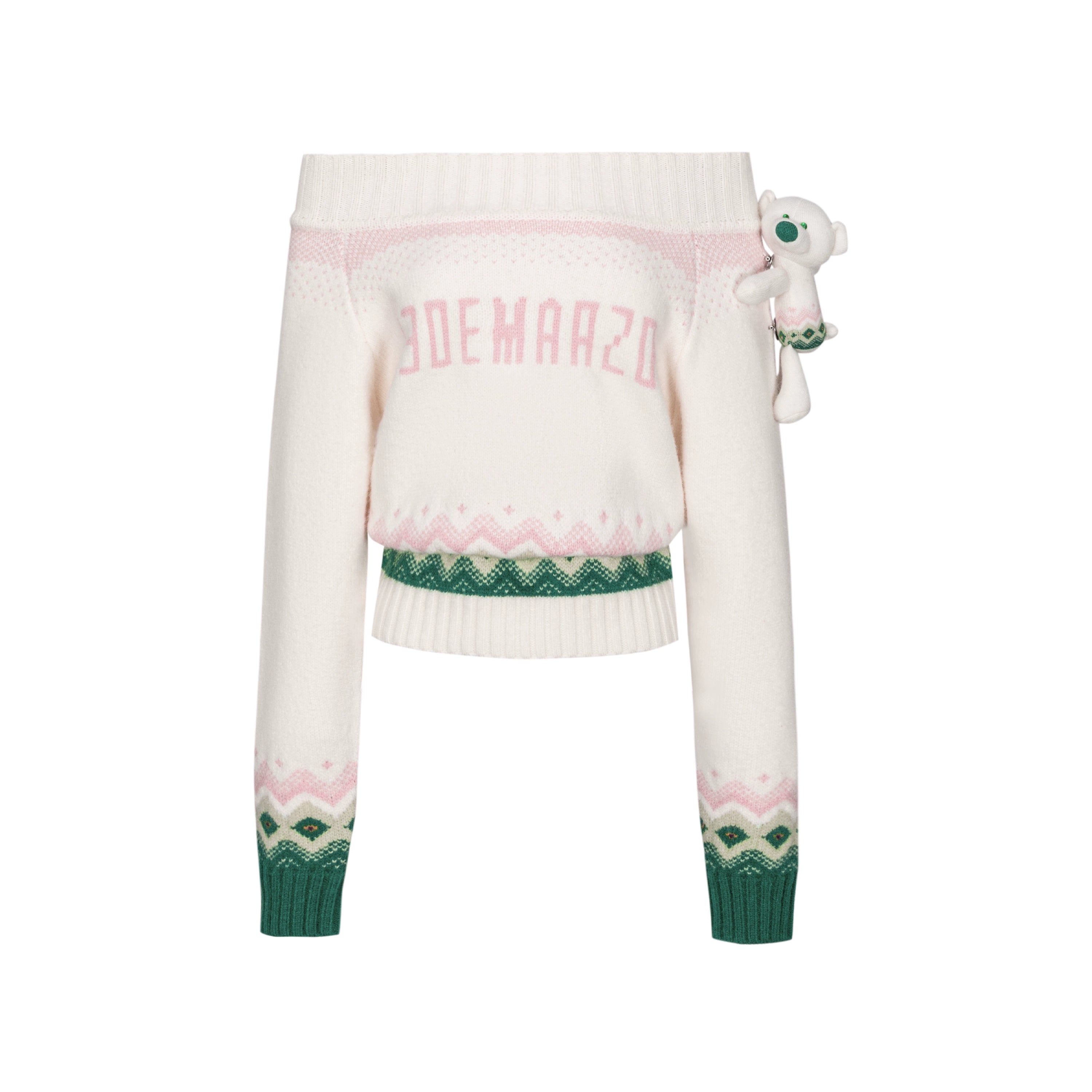 Fair Isle Off-Shoulder Knit Sweater