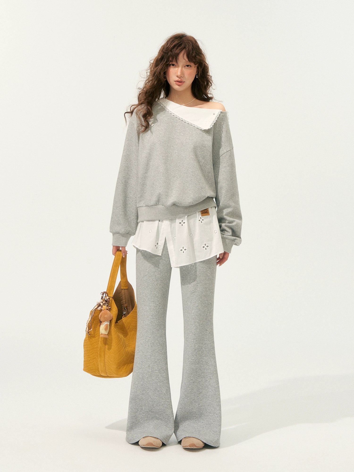 Detachable Spliced Collar Sweatshirt