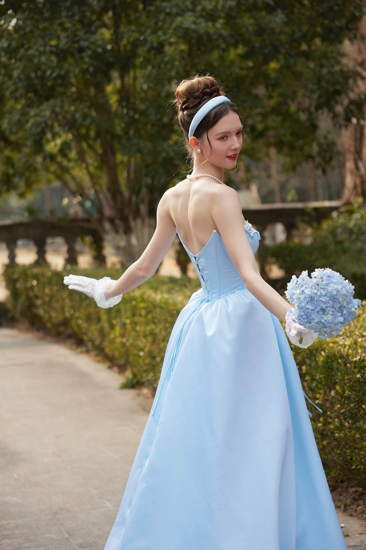 LaceMade Cinderella Princess Satin Corset Gown Blue / XS LaceMade Cinderella Princess Satin Corset Gown Blue / XS