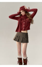 Gray-Brown A-line Mini Skirt - CHINASQUAD