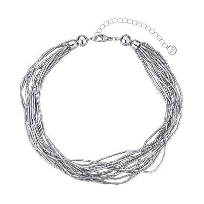 Silver Reshaped Romance Minimalist Tube Choker Necklace
