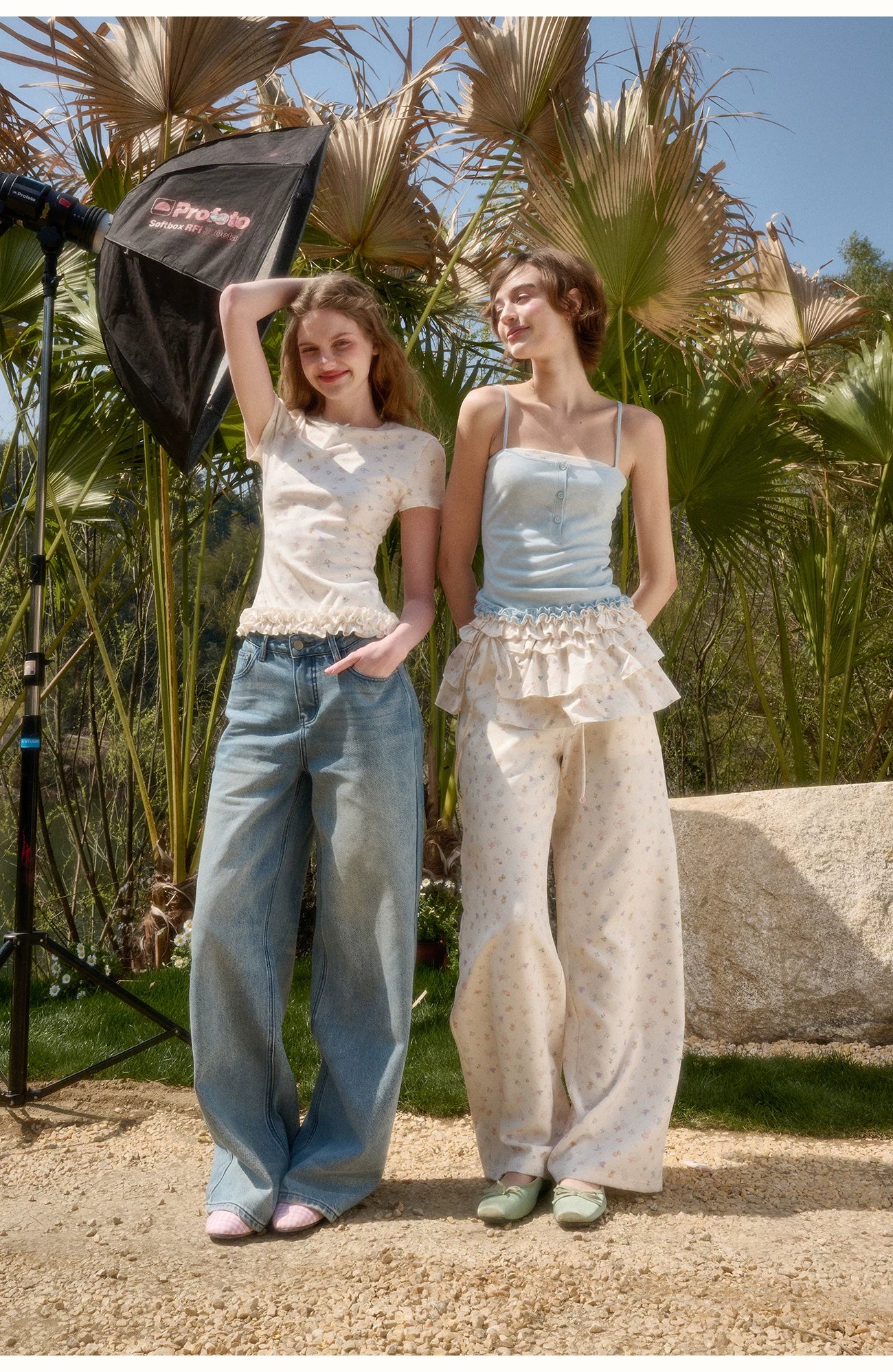 Little Bunny Printed Relaxed Wide-Leg Pants