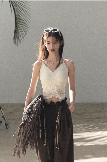 High-Stretch Lace Backless Camisole