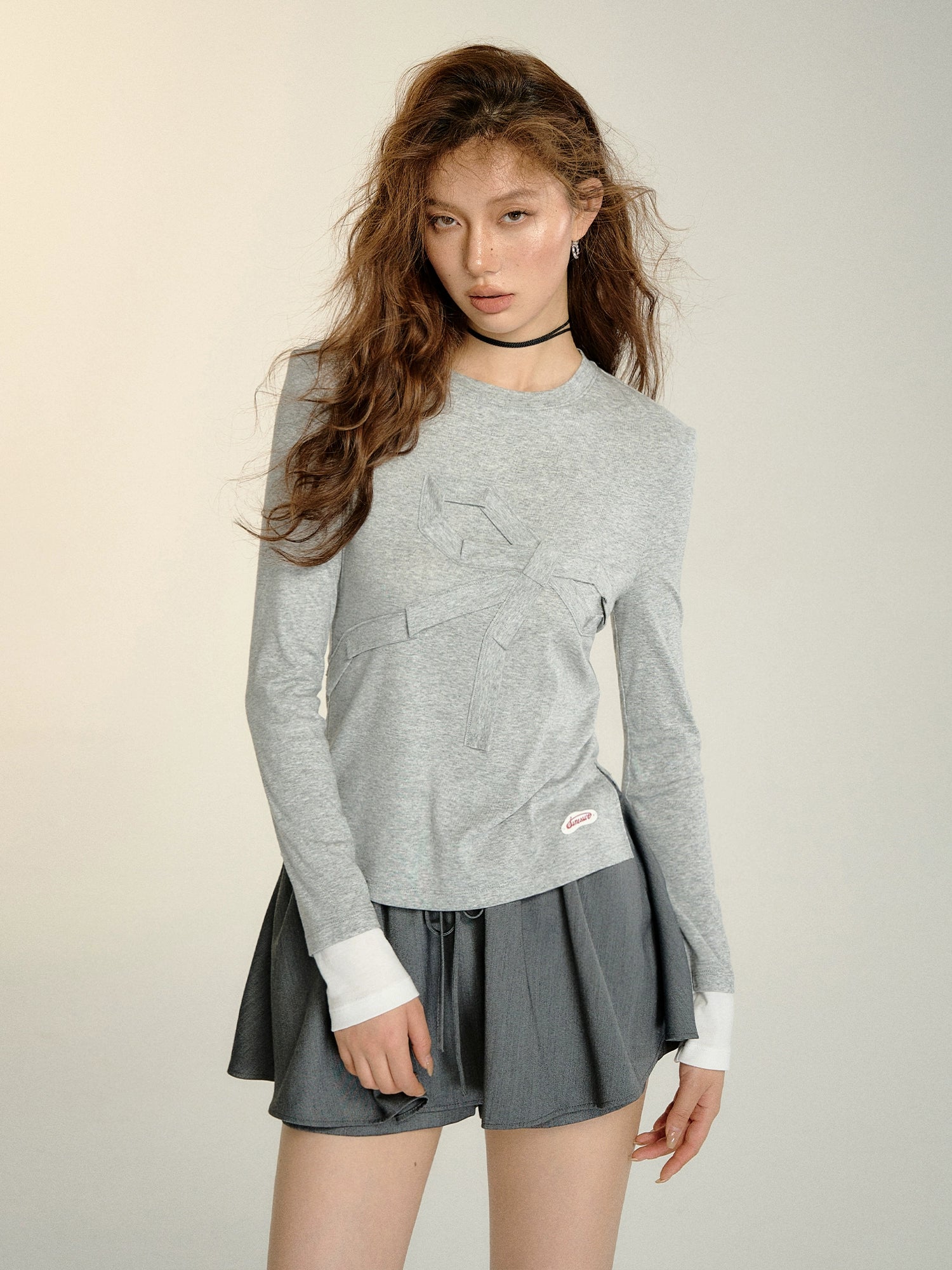 Gray &amp; Blue Origami Bow Top