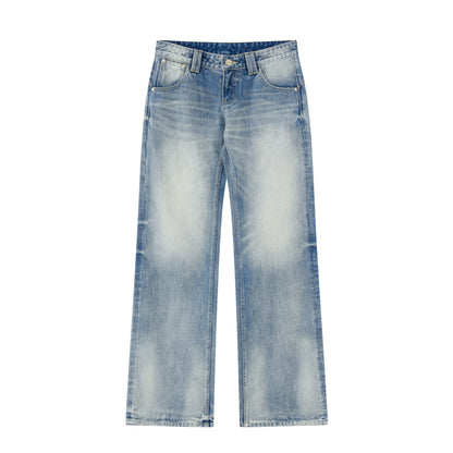 Vintage Washed Low-Rise Flared Denim Jeans