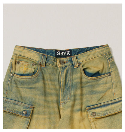 Wild Mustang Multi-Pocket Wide-Leg Jeans