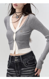 (Final Sale) 2-in-1 Long-sleeve Knitted Cardigan - CHINASQUAD