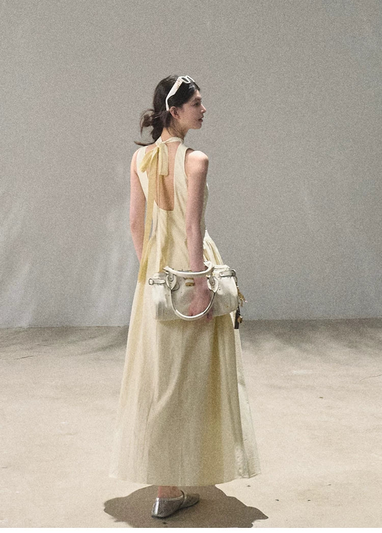 Vanilla Spring Halter Backless Dress