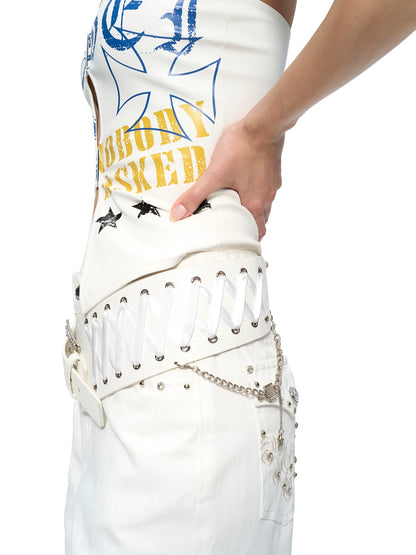 Asymmetric Logo-Embellished Chain &amp; Ribbon Belt