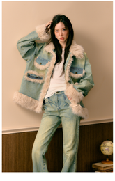 Fleece Patchwork Denim Jacket - CHINASQUAD