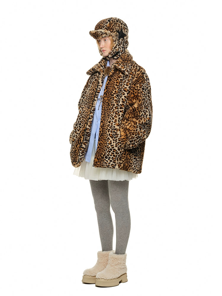 Vintage Leopard Faux Fur Quilted Coat