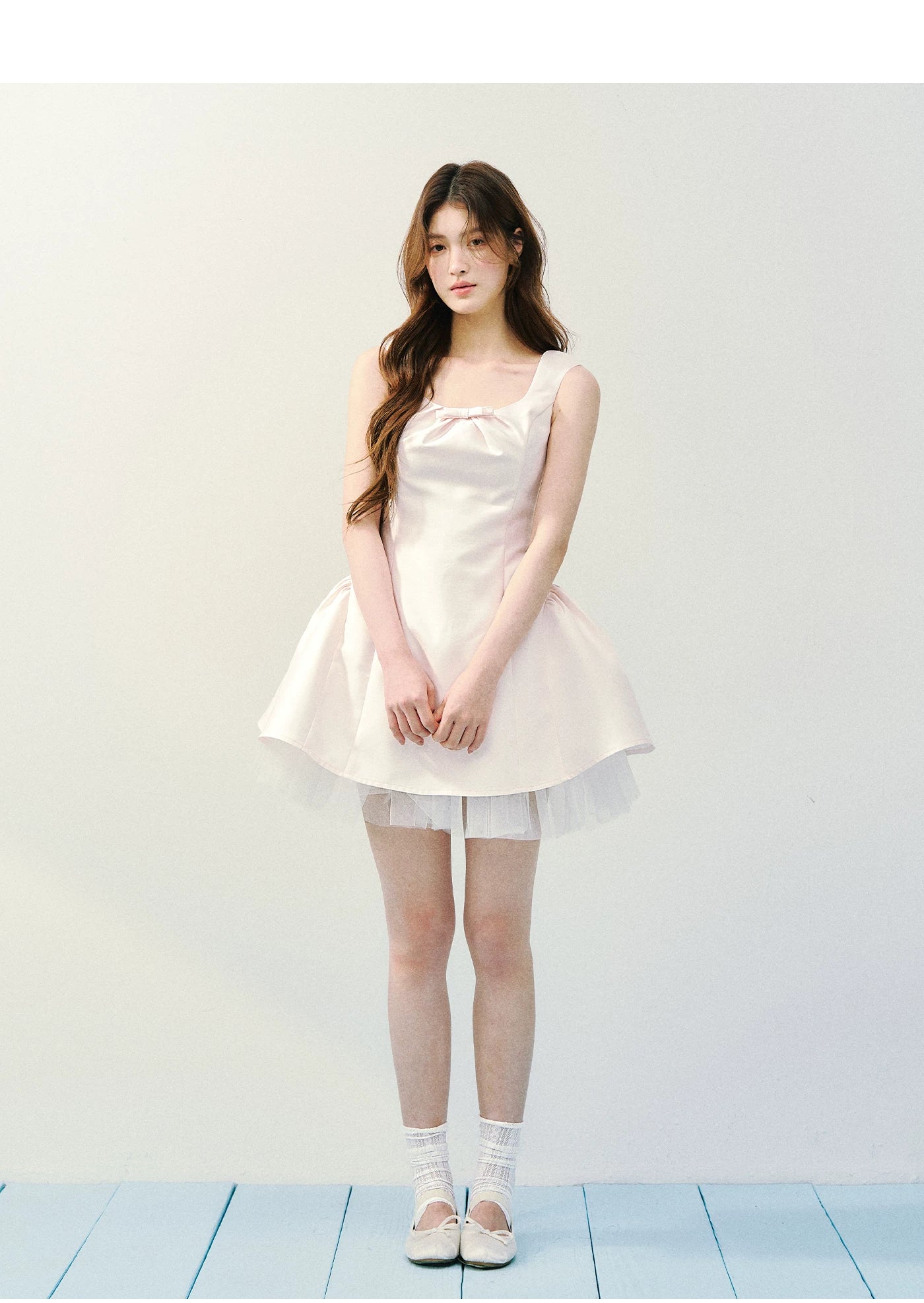 Blush Satin Princess Bubble Hem Dress