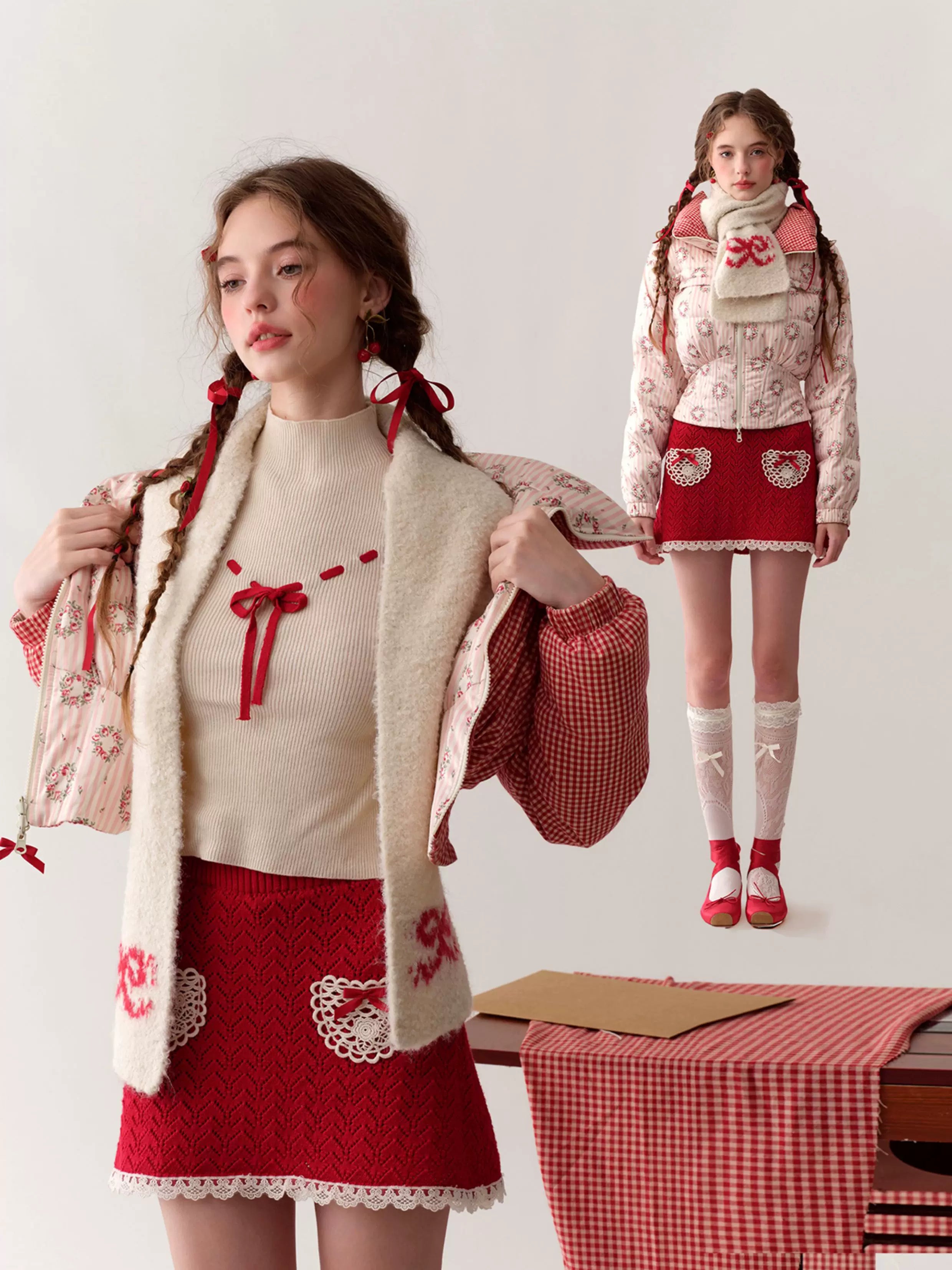 Berry Donut Reversible Cropped Down Jacket