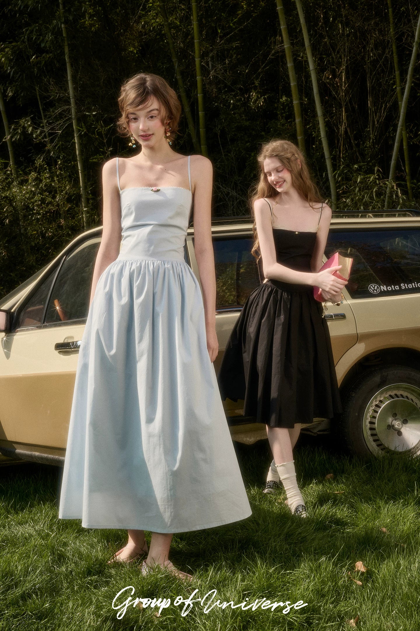 Baby Blue Bow-Tie Layered Maxi Dress