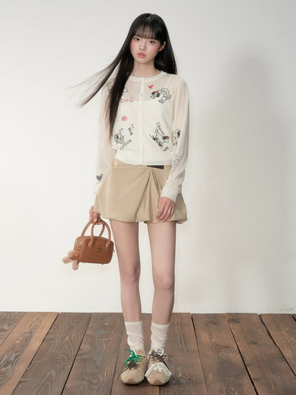 Embroidered Puppy Sun-Protective Knit Cardigan - CHINASQUAD