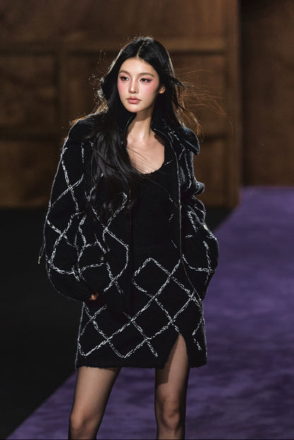 Wool-Blend Textured Hooded Cardigan &amp; Dress Set