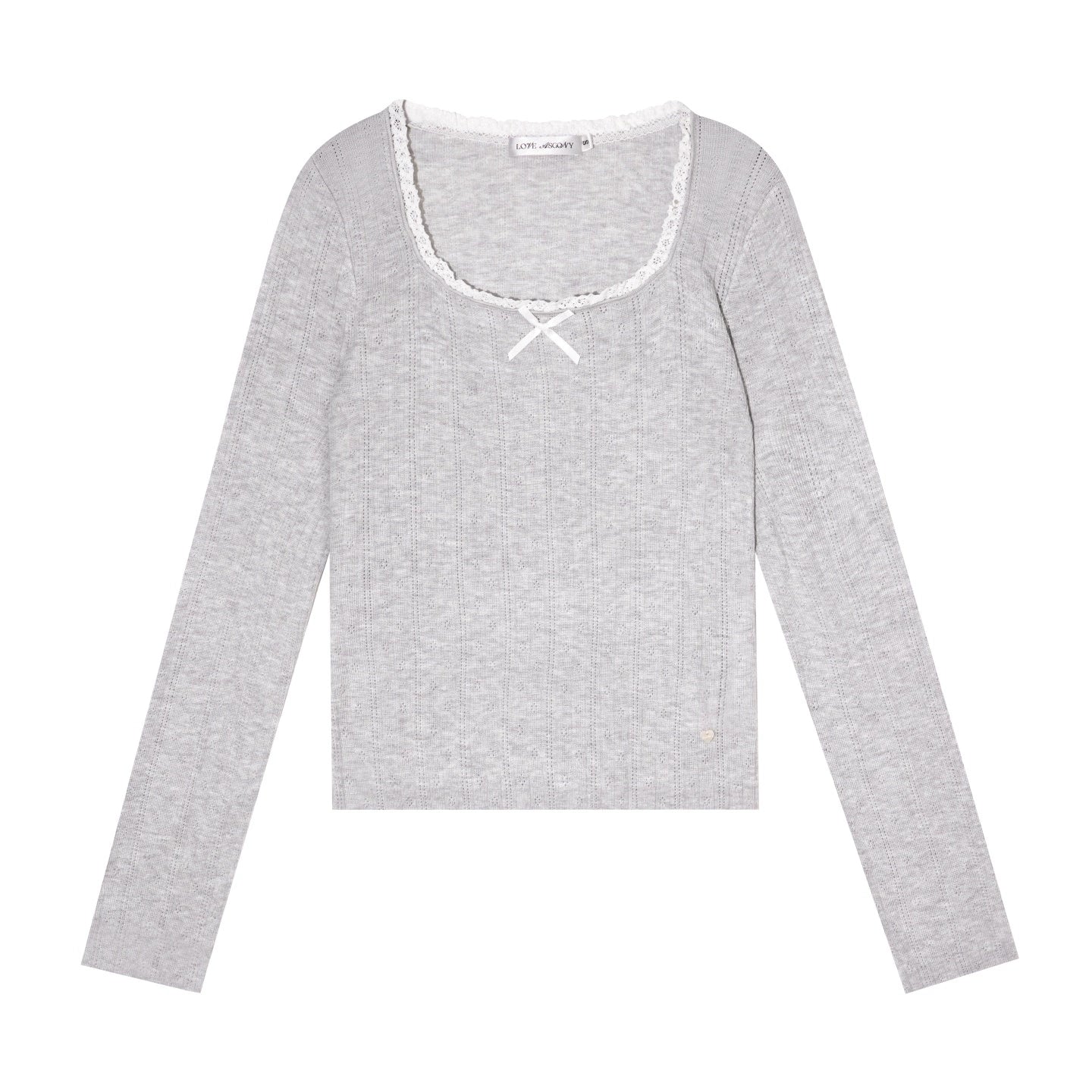 Bow Cutout Knit U-Neck T-Shirt