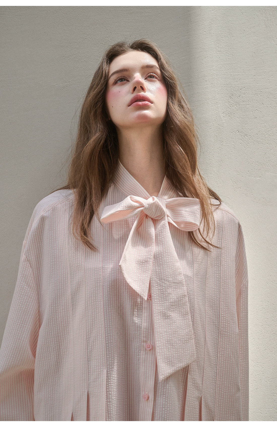 &quot;Perfume Memoir&quot; Tencel Cotton Bow Blouse Set